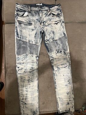PREME Men's Light Blue Acid-Wash Skinny Jeans